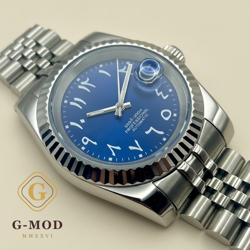 Arabic Dial Bleu Chiffres Blanc